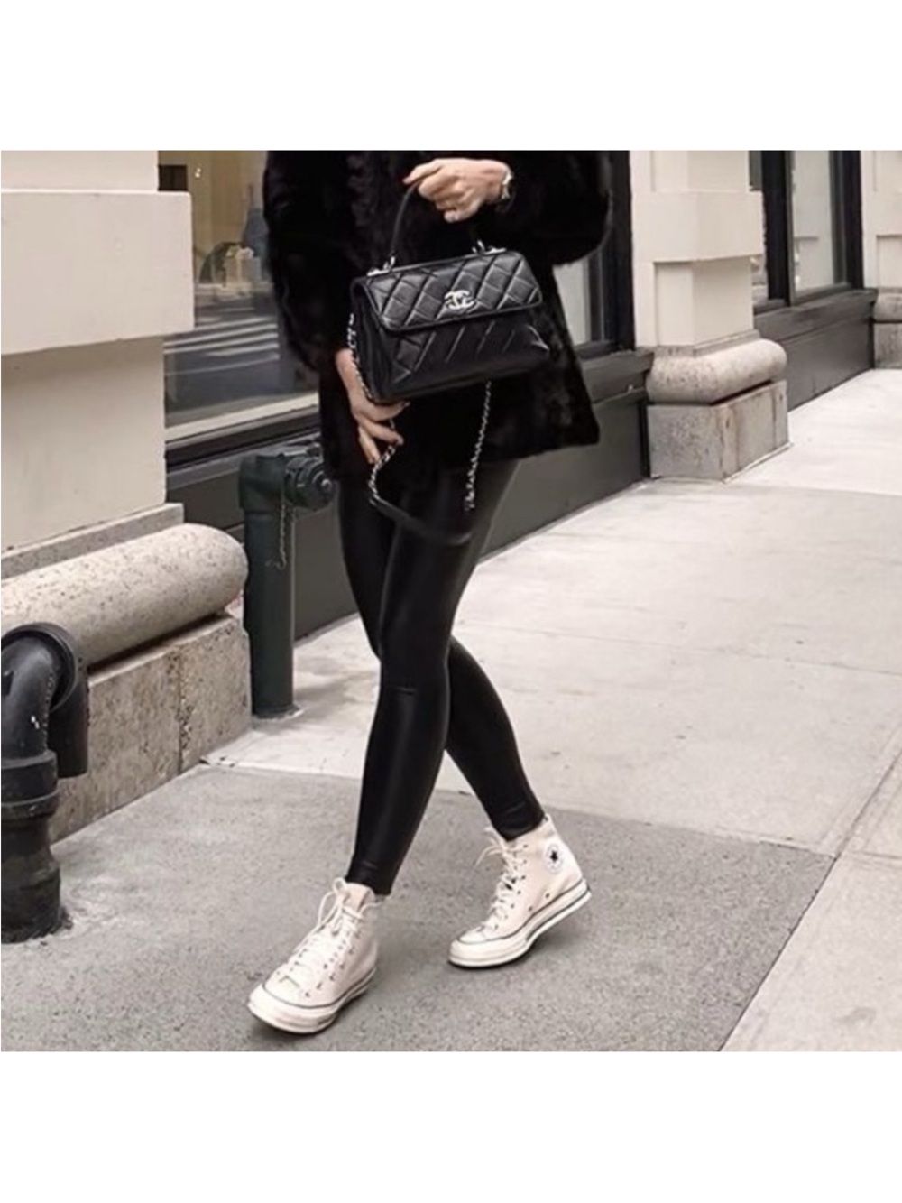 Converse Black Faux Leather Leggings - Shiny Slim Fit